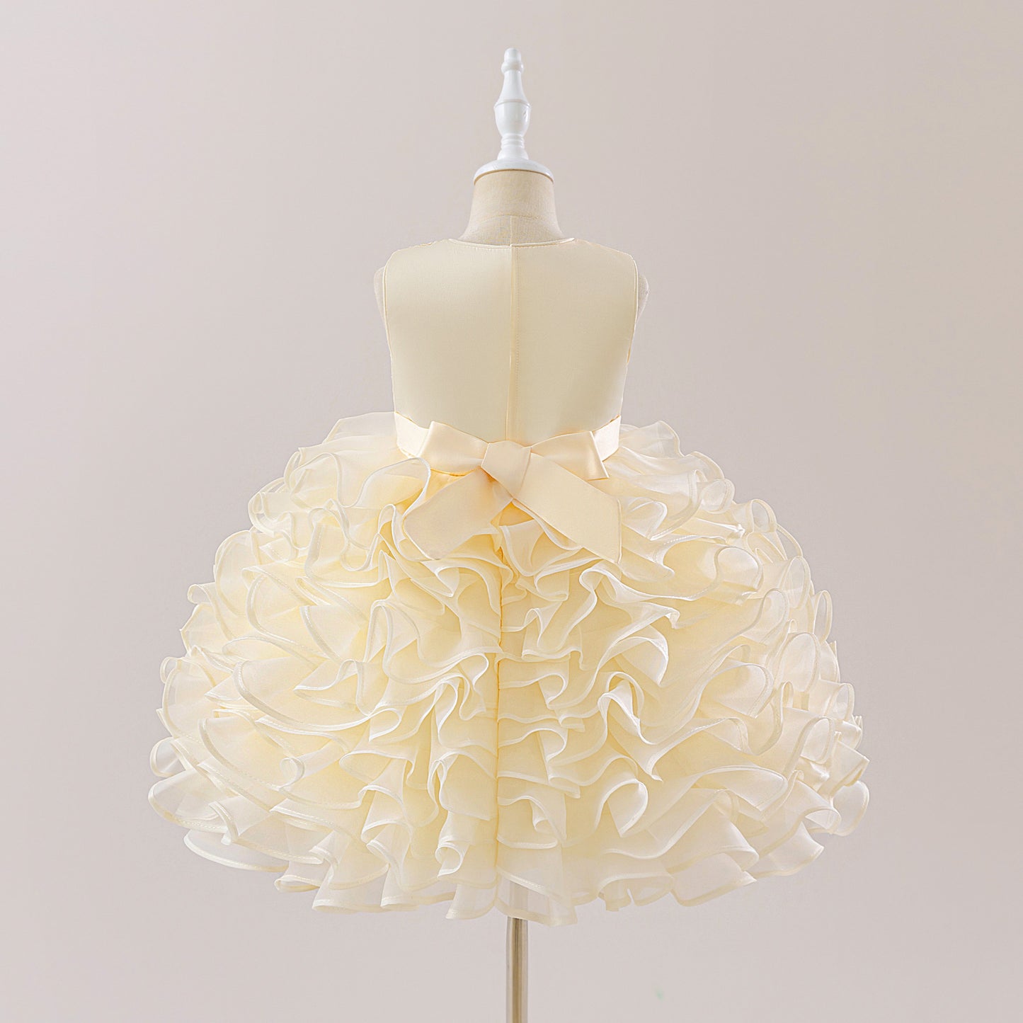 Sleeveless Bowknot Tiered Princess Dress for Girls | Tea-Length, A-Line Party Gown