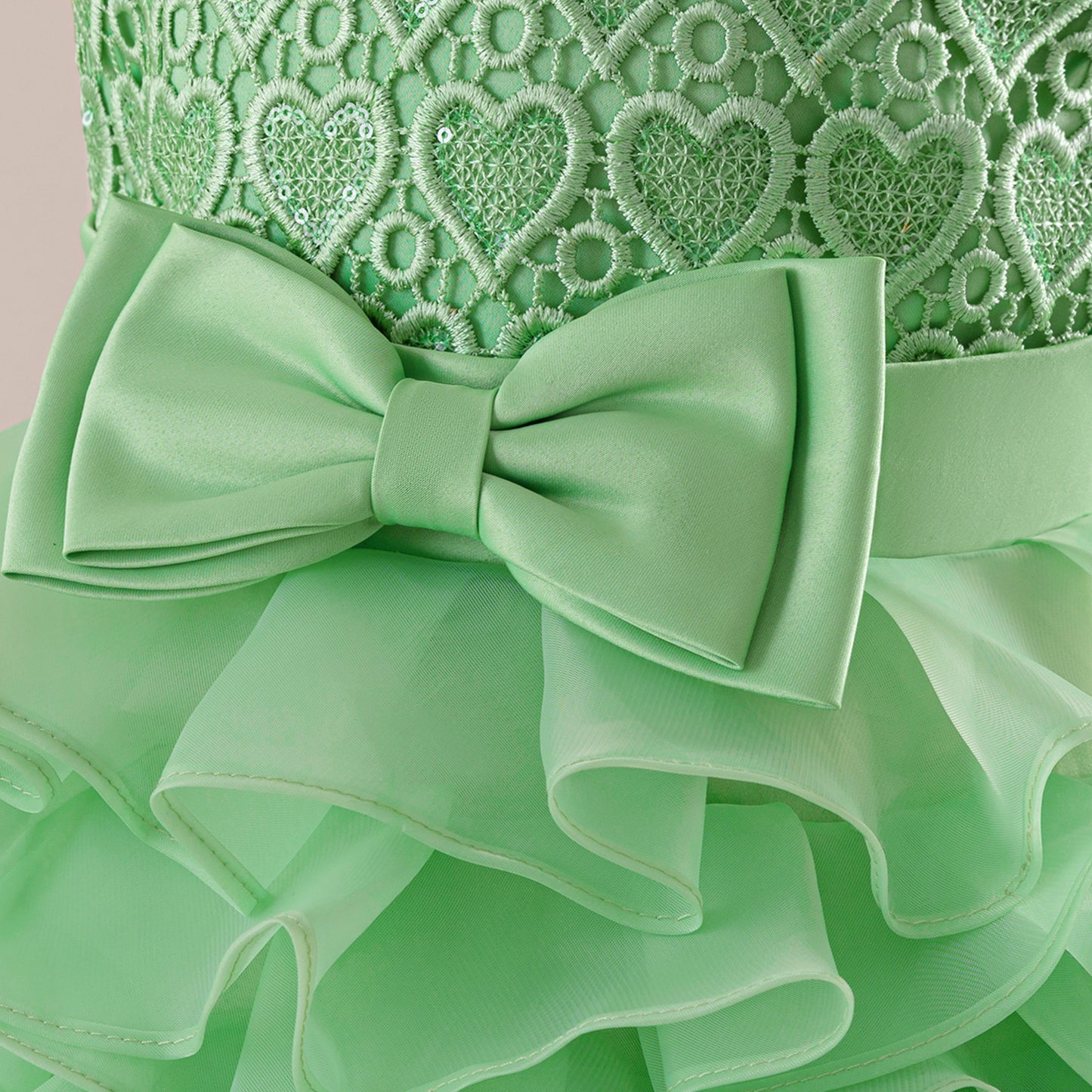 Sleeveless Bowknot Tiered Princess Dress for Girls | Tea-Length, A-Line Party Gown
