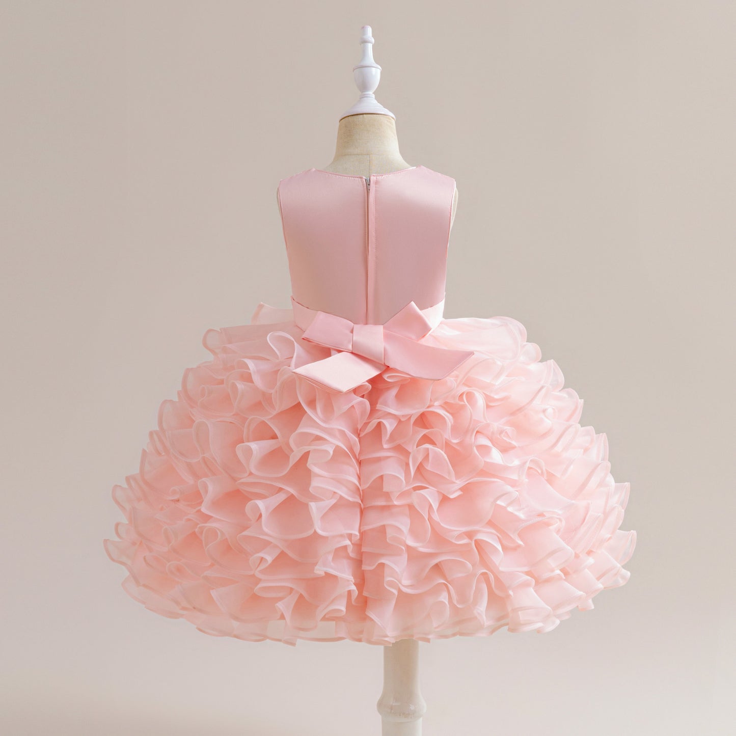 Cute Sleeveless Tiered Ball Gown Dress with Bowknot for Girls | Lace Princess Party Dress