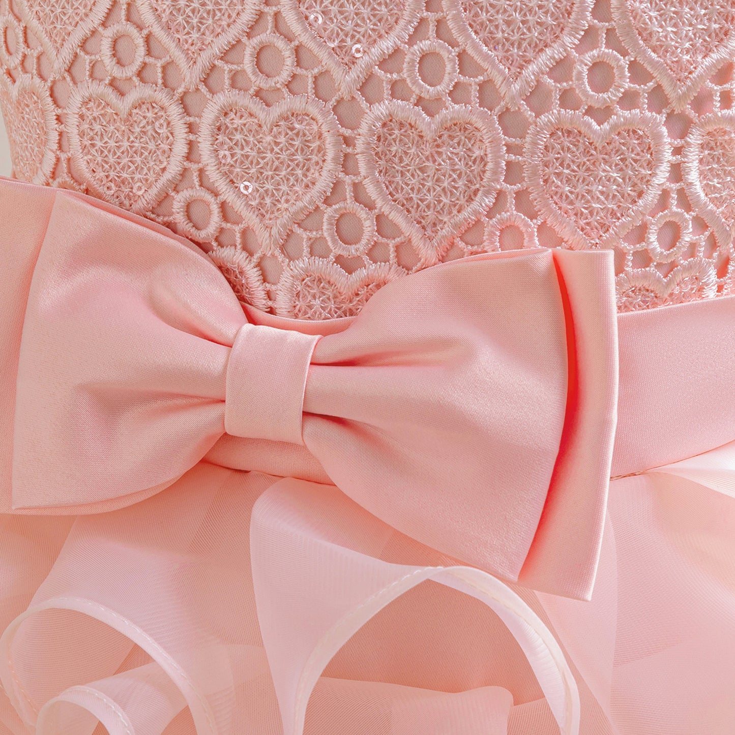Cute Sleeveless Tiered Ball Gown Dress with Bowknot for Girls | Lace Princess Party Dress