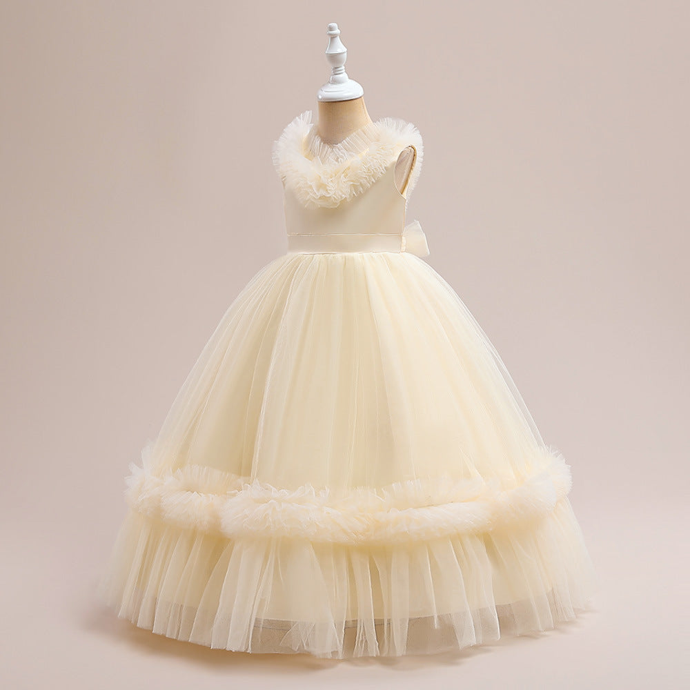 Sleeveless A-Line Tulle Maxi Dress for Girls - Princess Party & Wedding Gown