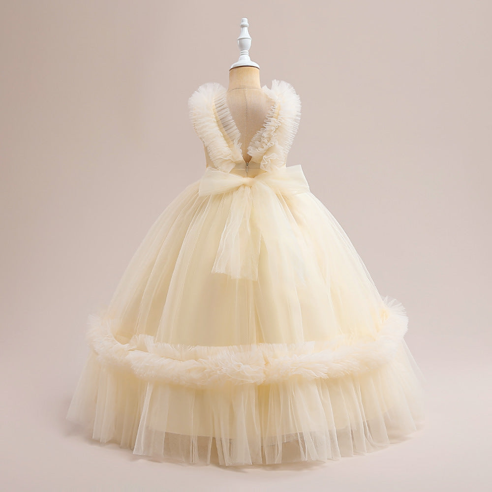 Sleeveless A-Line Tulle Maxi Dress for Girls - Princess Party & Wedding Gown