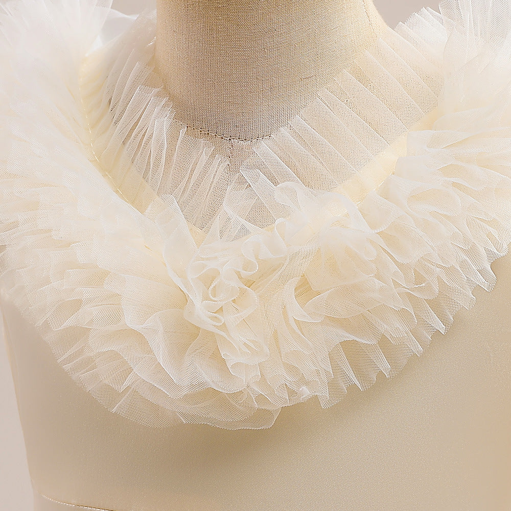 Sleeveless A-Line Tulle Maxi Dress for Girls - Princess Party & Wedding Gown