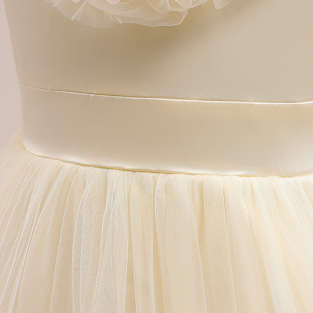 Sleeveless A-Line Tulle Maxi Dress for Girls - Princess Party & Wedding Gown