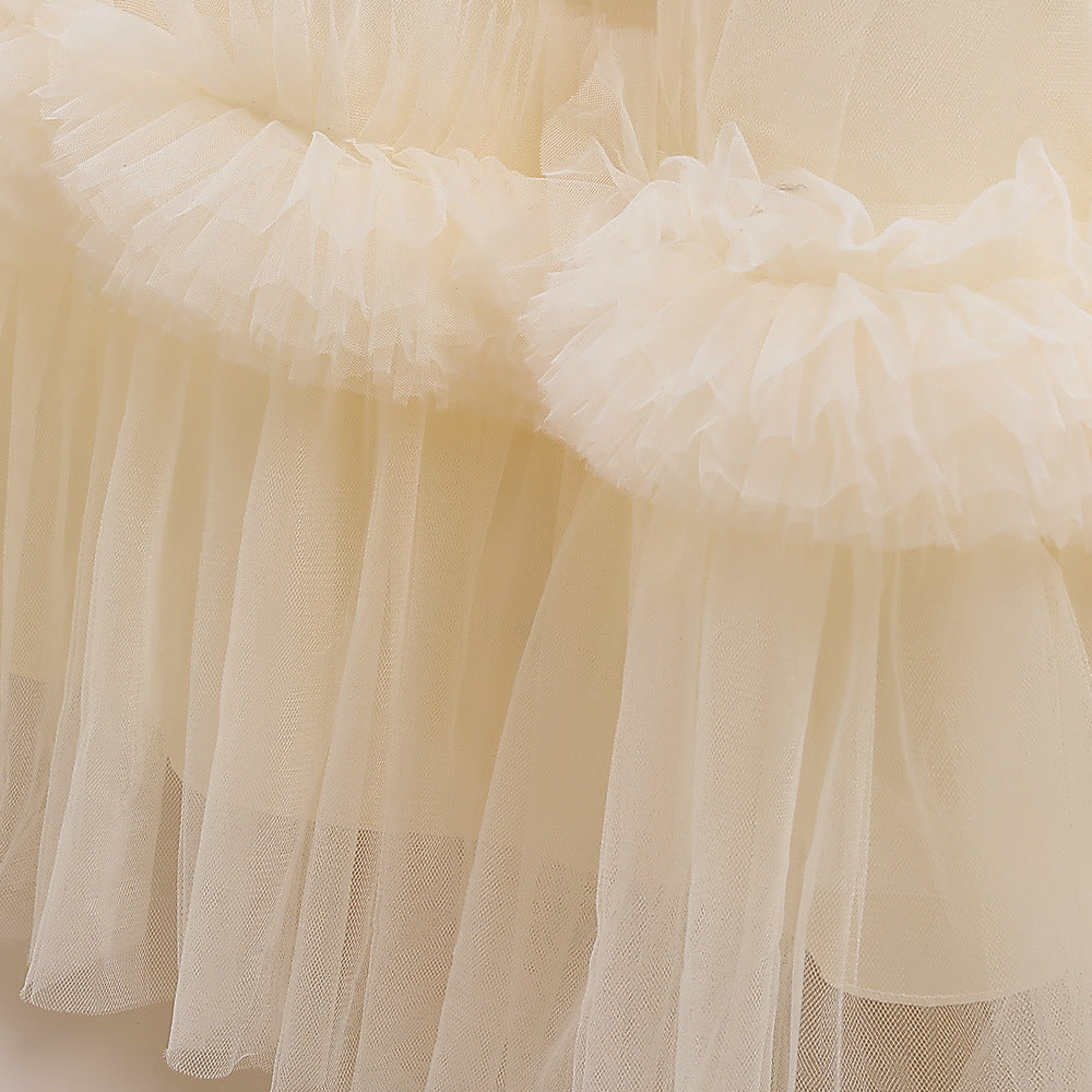 Sleeveless A-Line Tulle Maxi Dress for Girls - Princess Party & Wedding Gown