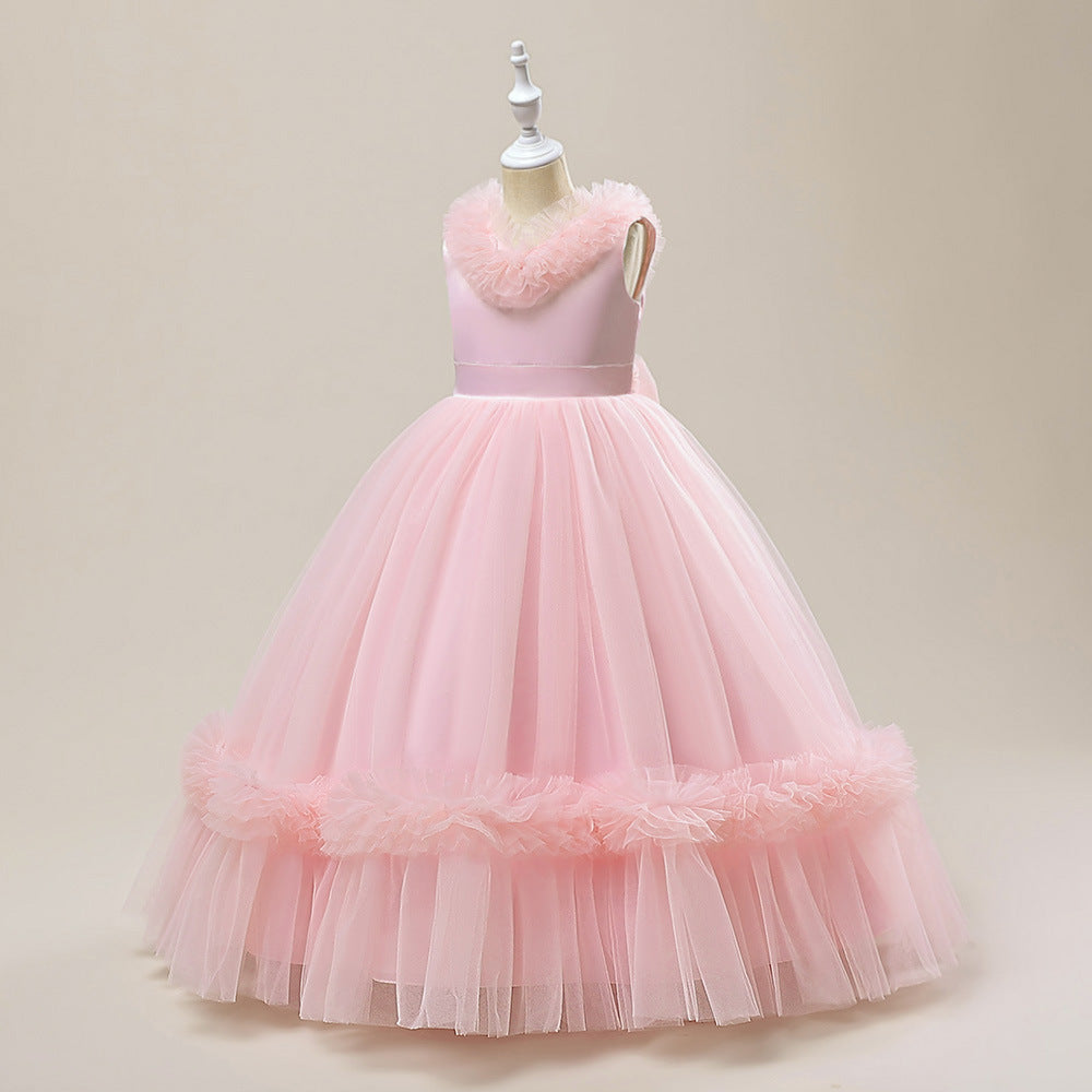 Sleeveless A-Line Tulle Maxi Dress for Girls - Princess Party & Wedding Gown