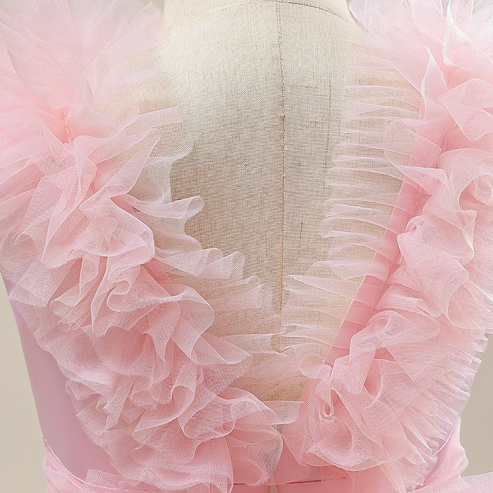 Sleeveless A-Line Tulle Maxi Dress for Girls - Princess Party & Wedding Gown
