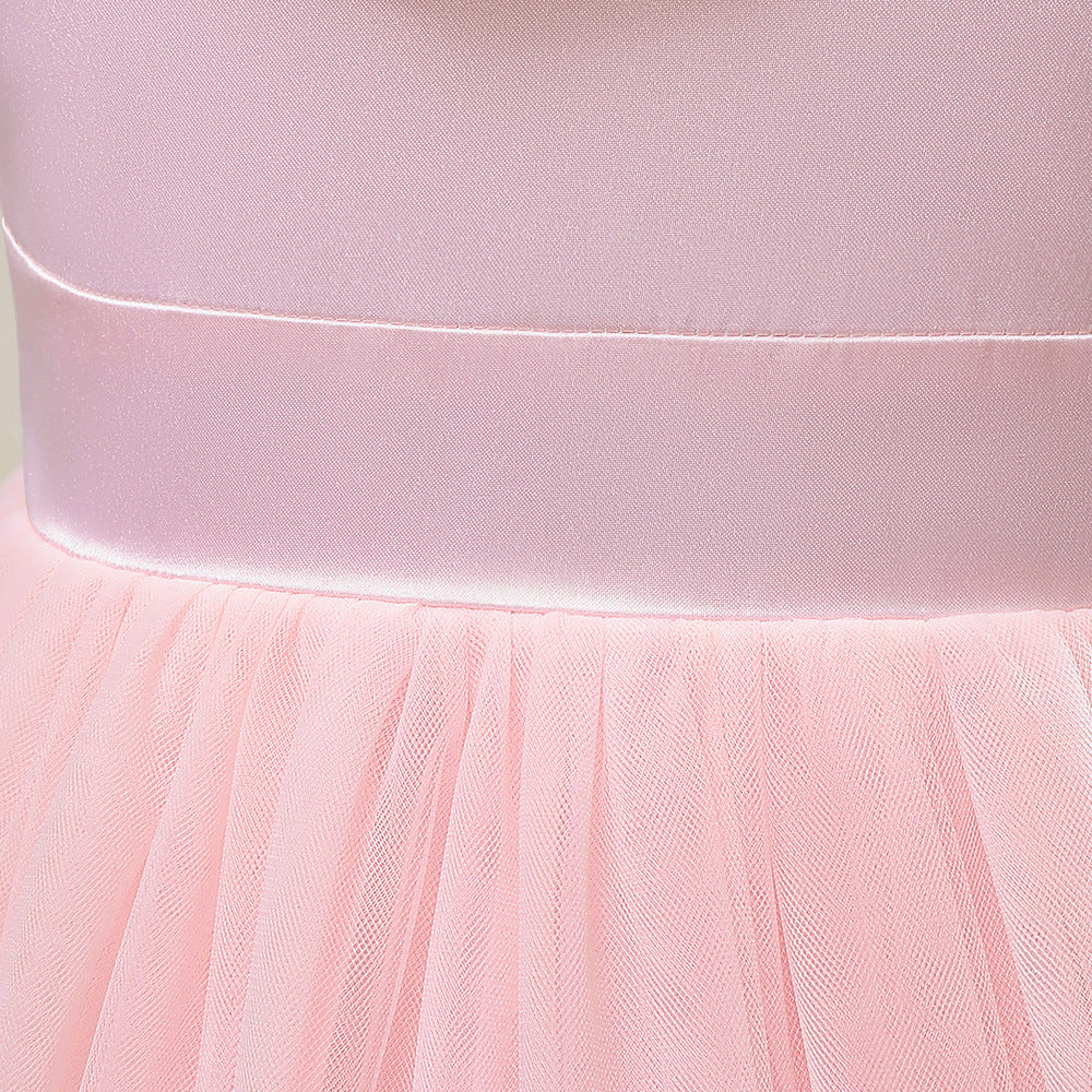 Sleeveless A-Line Tulle Maxi Dress for Girls - Princess Party & Wedding Gown