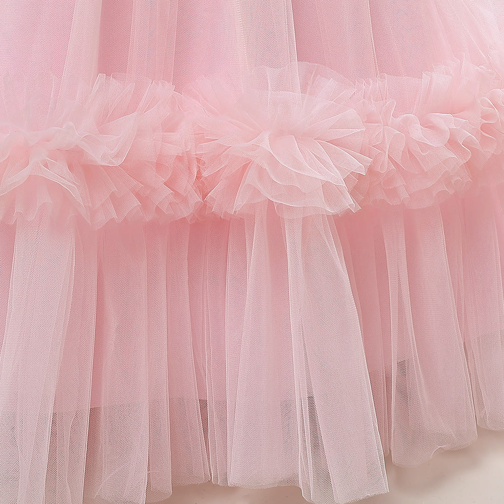 Sleeveless A-Line Tulle Maxi Dress for Girls - Princess Party & Wedding Gown