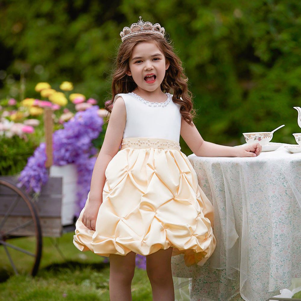 Sequin Beaded Puffy Ball Gown Princess Dress for Girls (Ages 3-8) – Party & Wedding Outfit