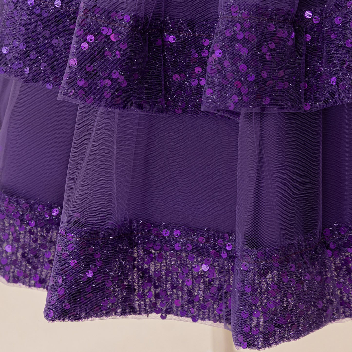 Cute Girl's Tiered Sequin Tulle Dress – Princess Party & Flower Girl Gown