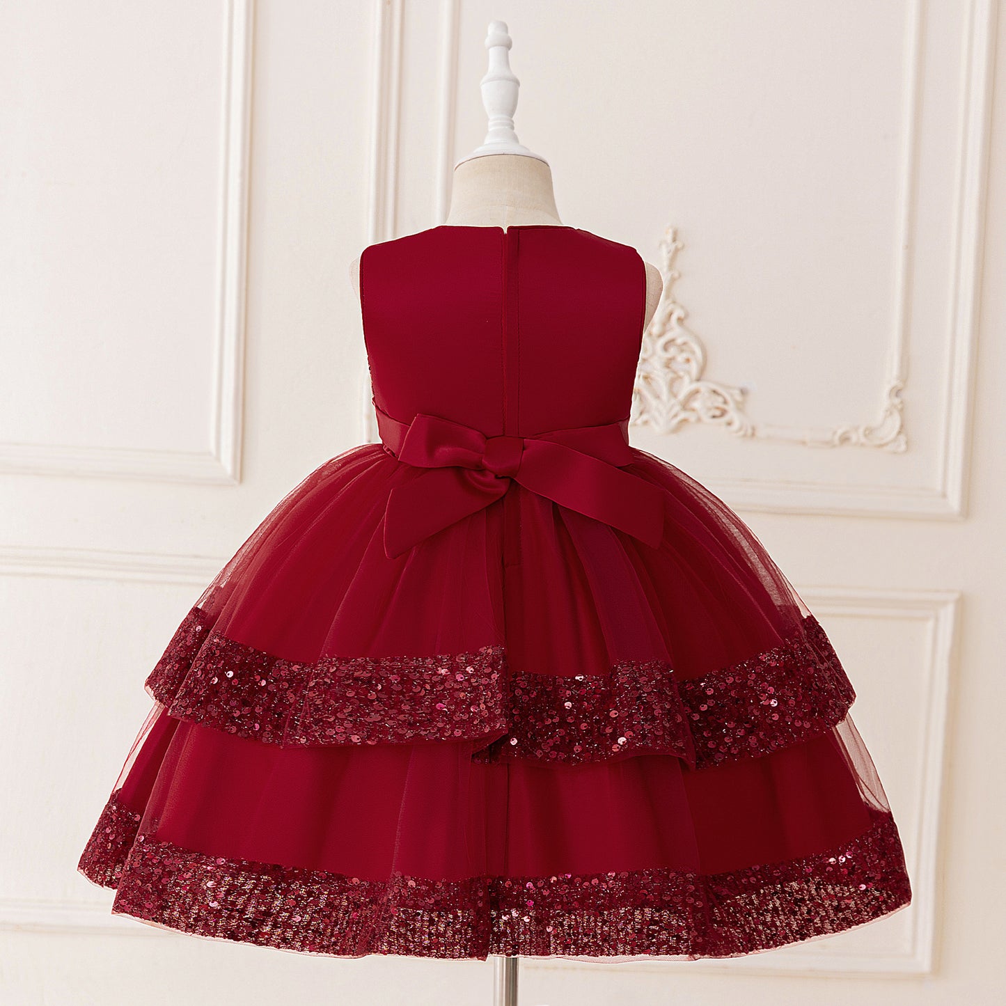 Cute Girl's Tiered Sequin Tulle Dress – Princess Party & Flower Girl Gown
