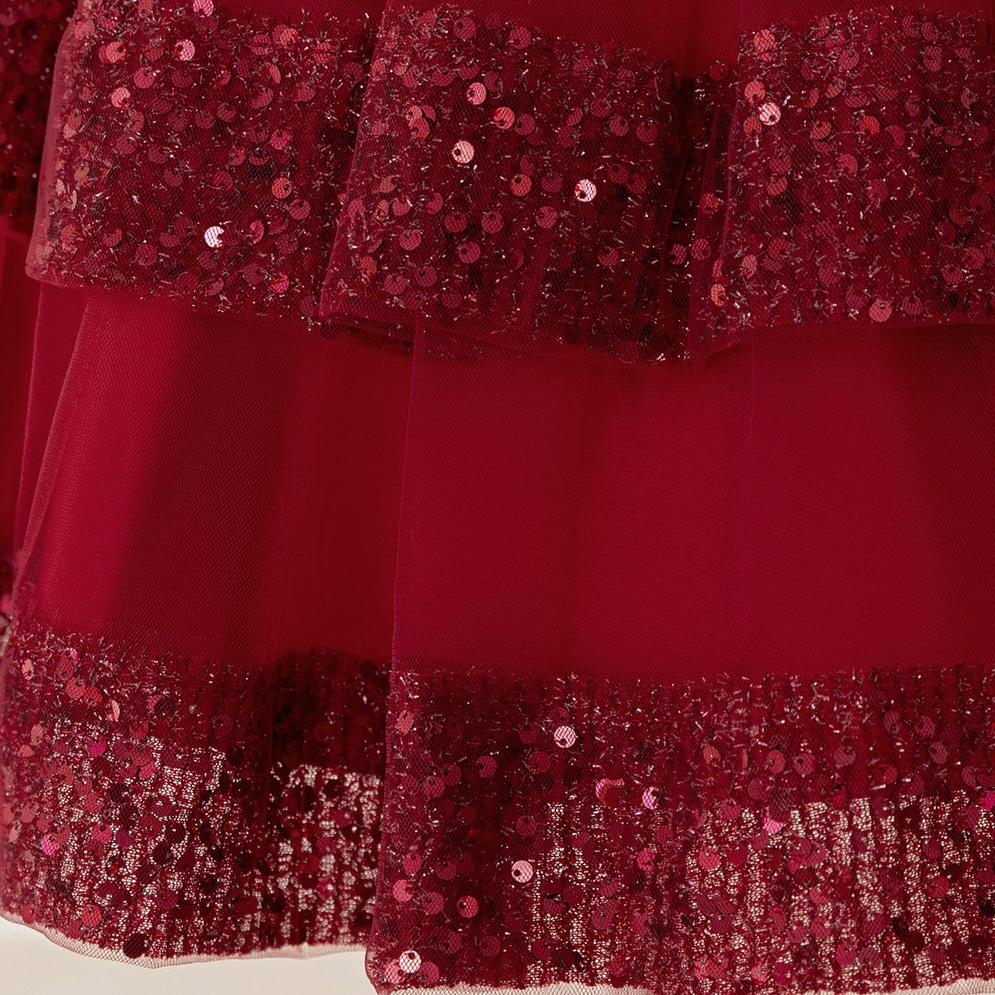 Cute Girl's Tiered Sequin Tulle Dress – Princess Party & Flower Girl Gown