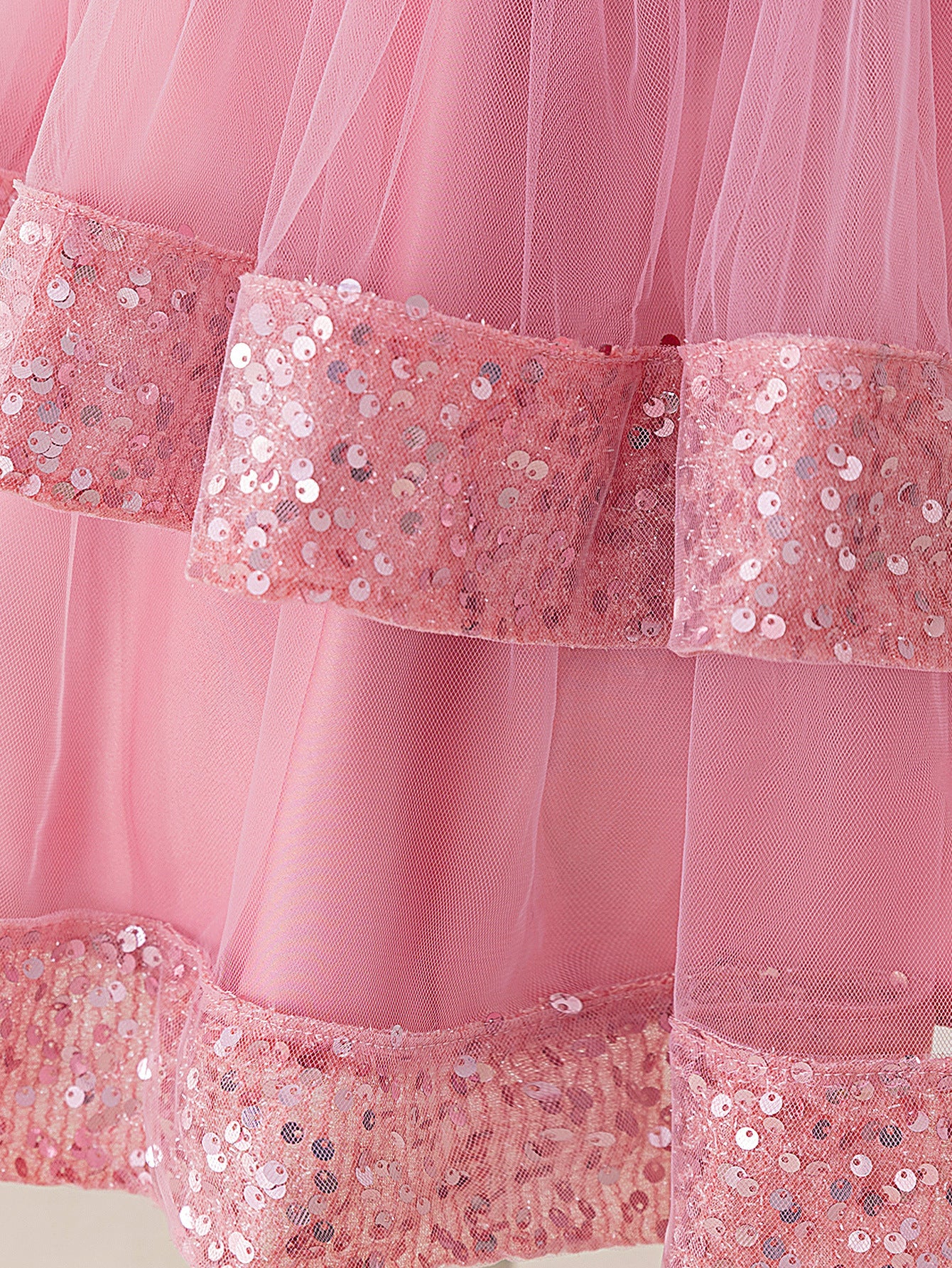Cute Girl's Tiered Sequin Tulle Dress – Princess Party & Flower Girl Gown
