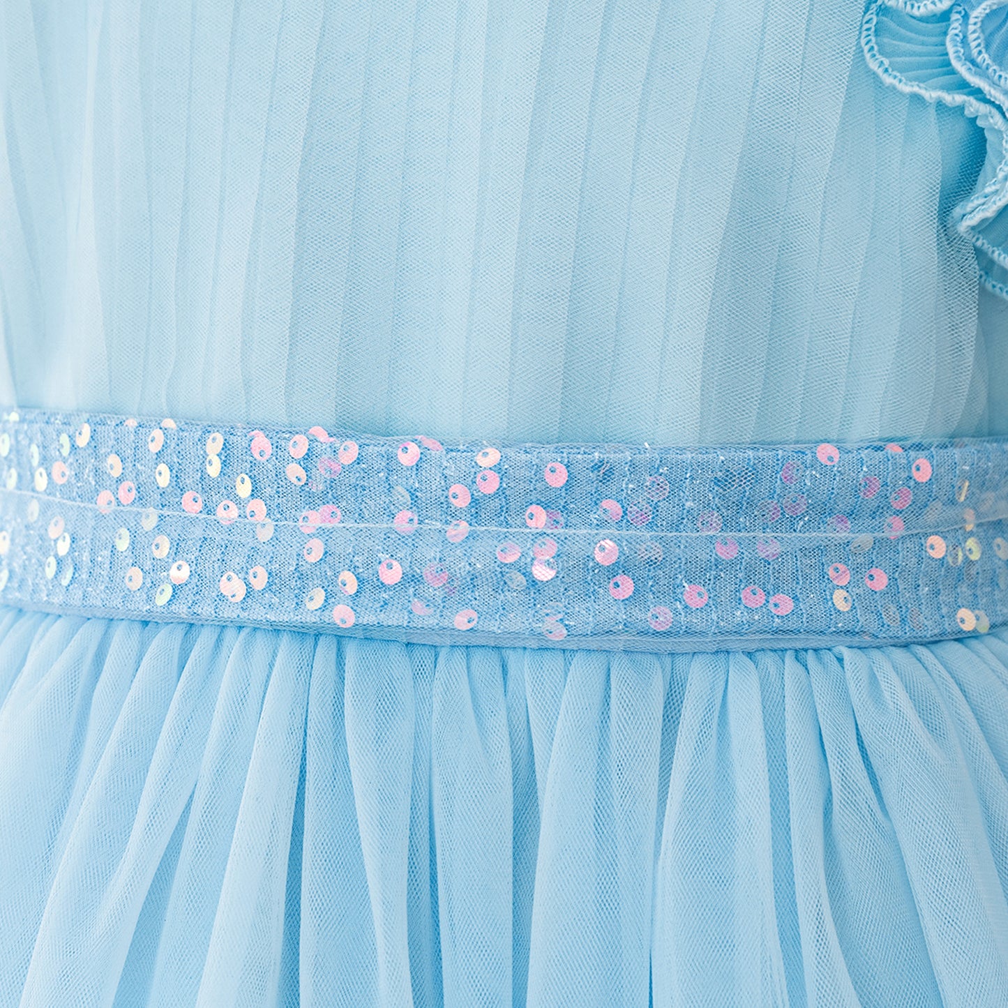 Sparkly Puffy V-Neck Ball Gown for Girls | Floor-Length Princess Dress