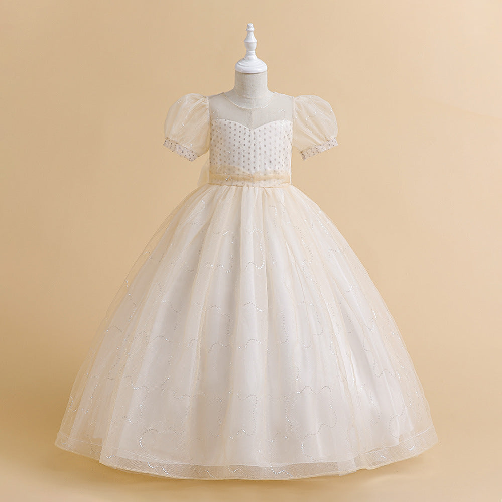 Cute A-Line Sweetheart Maxi Tulle Dress for Girls | Flower Girl & Party Gown