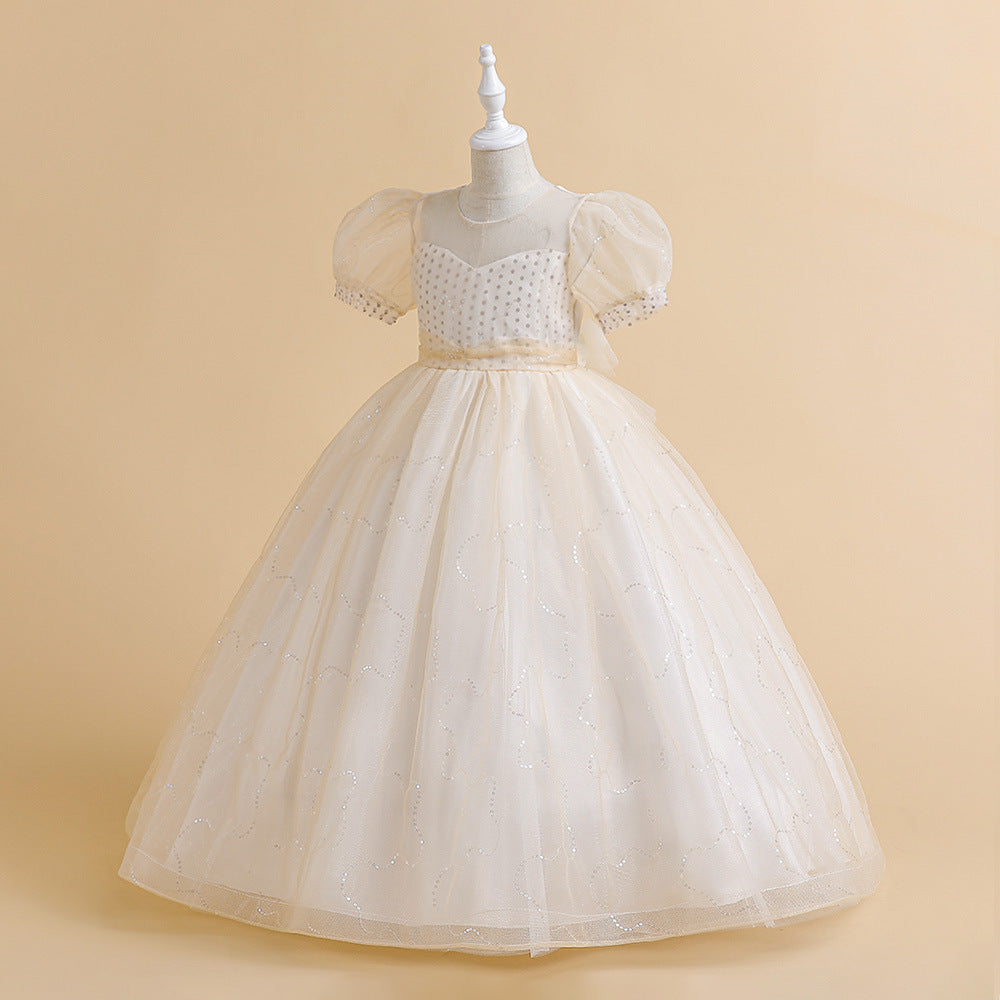 Cute A-Line Sweetheart Maxi Tulle Dress for Girls | Flower Girl & Party Gown