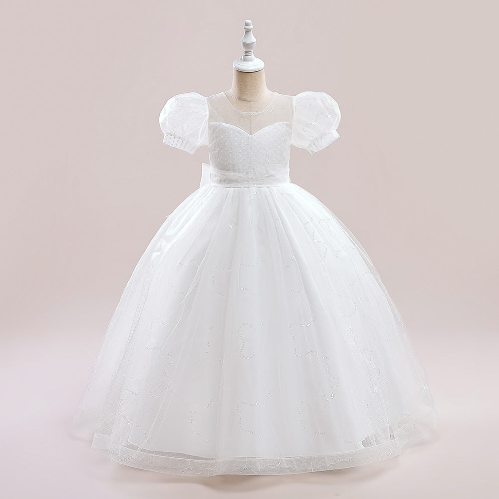 Cute A-Line Sweetheart Maxi Tulle Dress for Girls | Flower Girl & Party Gown