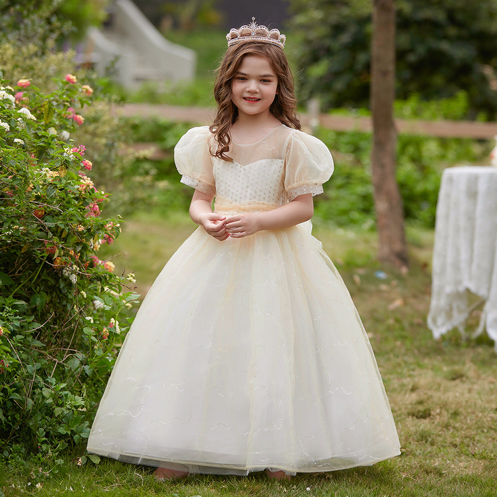 Cute A-Line Sweetheart Maxi Tulle Dress for Girls | Flower Girl & Party Gown