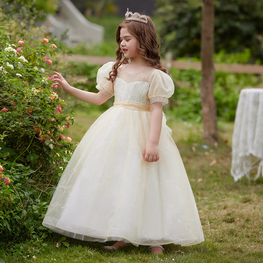 Cute A-Line Sweetheart Maxi Tulle Dress for Girls | Flower Girl & Party Gown