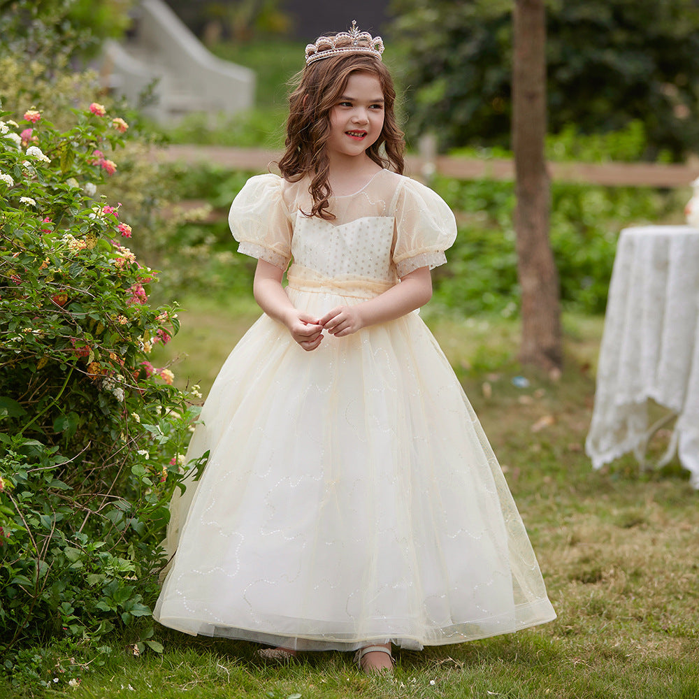 Cute A-Line Sweetheart Maxi Tulle Dress for Girls | Flower Girl & Party Gown
