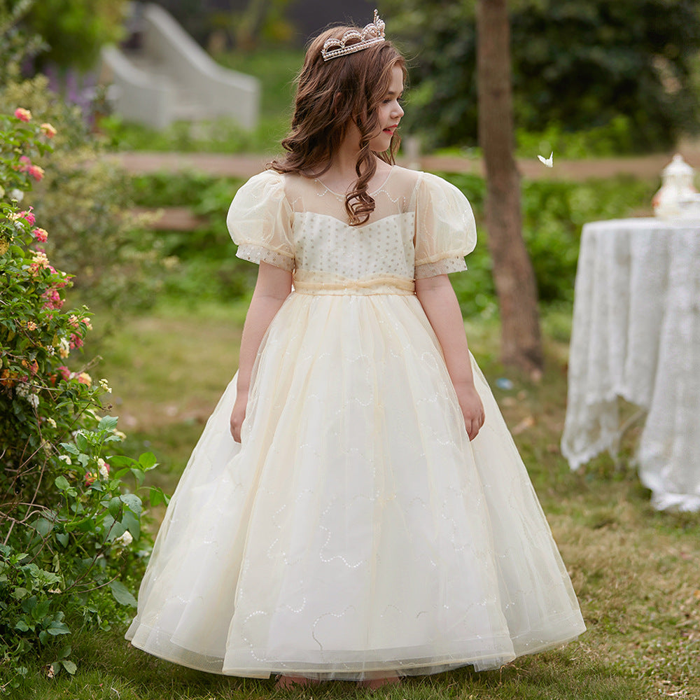 Cute A-Line Sweetheart Maxi Tulle Dress for Girls | Flower Girl & Party Gown