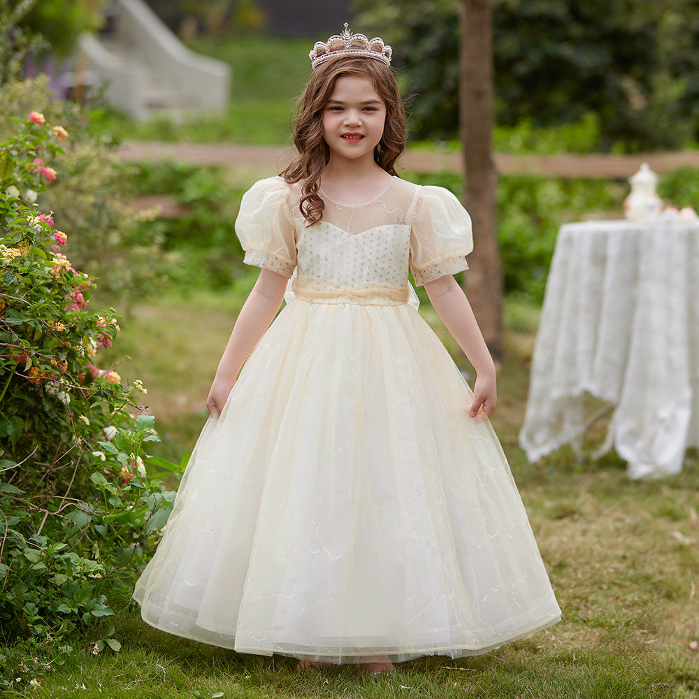 Cute A-Line Sweetheart Maxi Tulle Dress for Girls | Flower Girl & Party Gown