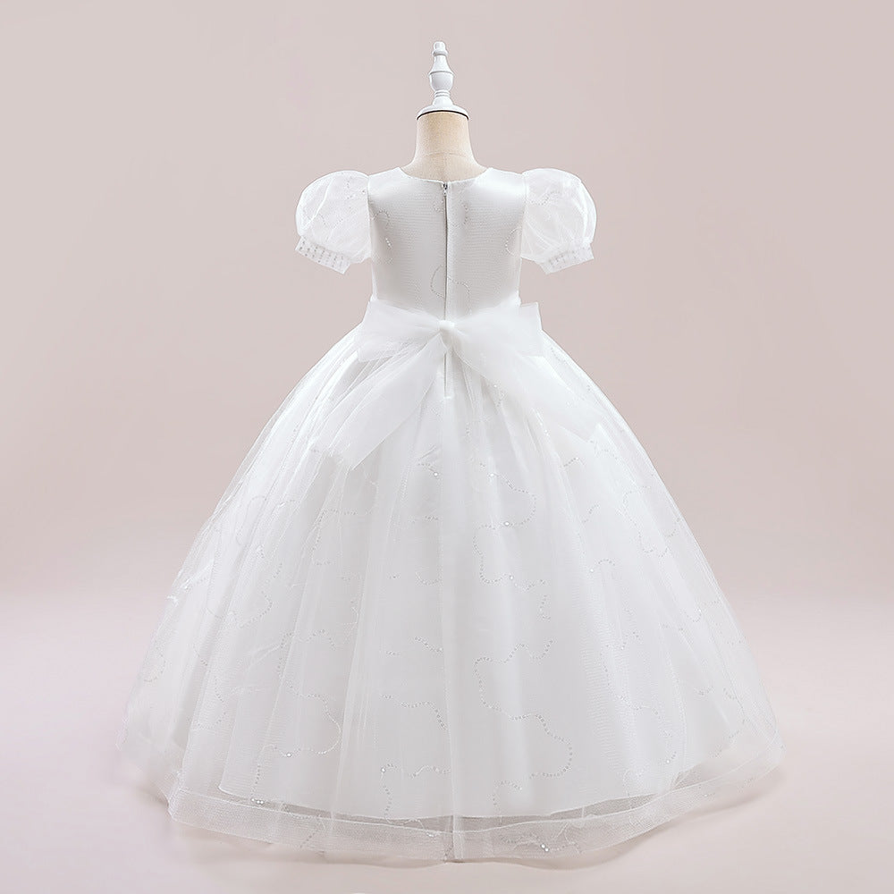 Cute A-Line Sweetheart Maxi Tulle Dress for Girls | Flower Girl & Party Gown