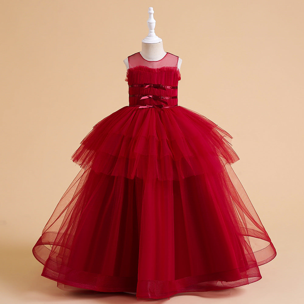 Sweetheart Neck A-Line Ruffled Tulle Maxi Dress for Party & Flower Girl | Girls 4-13Y