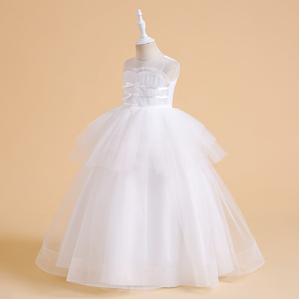 Sweetheart Neck A-Line Ruffled Tulle Maxi Dress for Party & Flower Girl | Girls 4-13Y