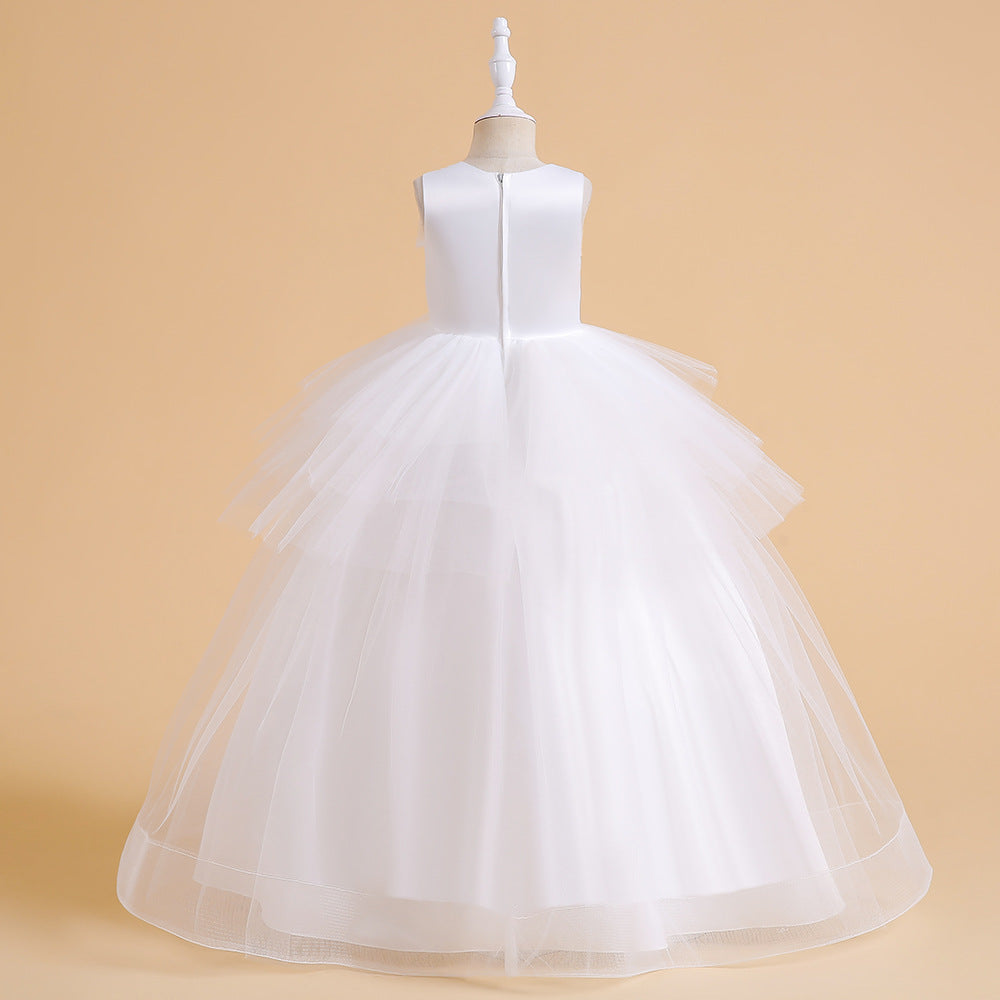 Sweetheart Neck A-Line Ruffled Tulle Maxi Dress for Party & Flower Girl | Girls 4-13Y
