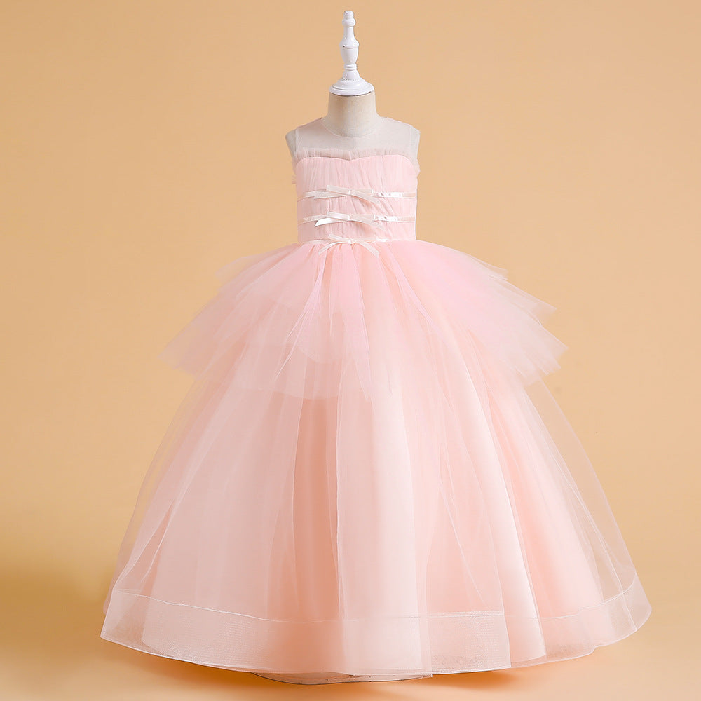 Sweetheart Neck A-Line Ruffled Tulle Maxi Dress for Party & Flower Girl | Girls 4-13Y