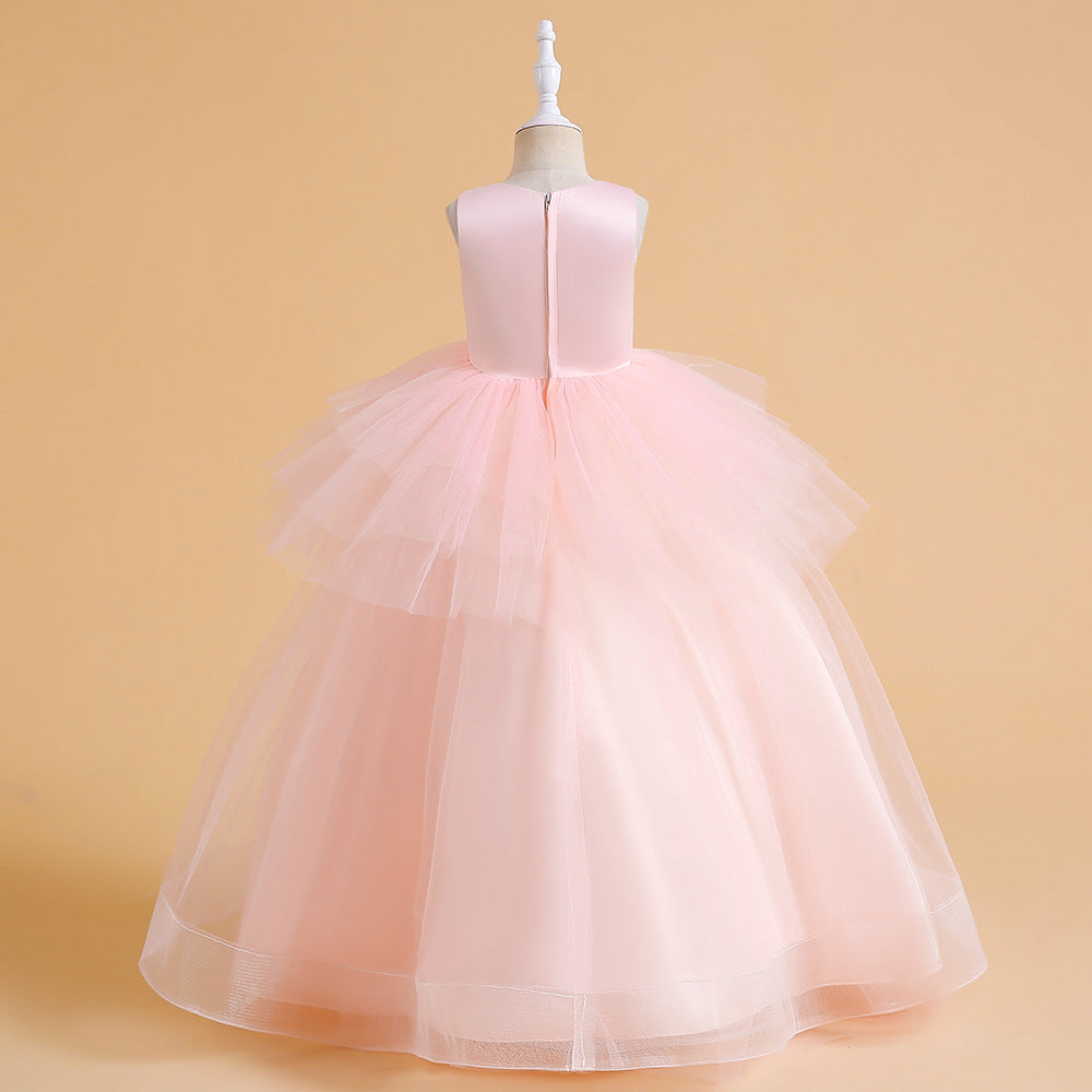 Sweetheart Neck A-Line Ruffled Tulle Maxi Dress for Party & Flower Girl | Girls 4-13Y