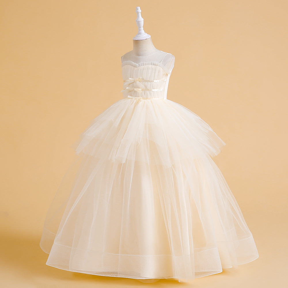 Sweetheart Neck A-Line Ruffled Tulle Maxi Dress for Party & Flower Girl | Girls 4-13Y