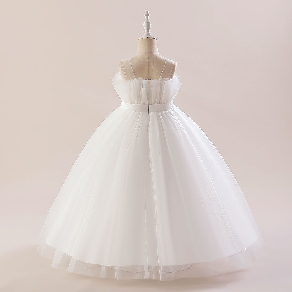 Sweetheart Neck Tulle Princess Dress for Girls with Bowknot | Maxi A-Line Gown