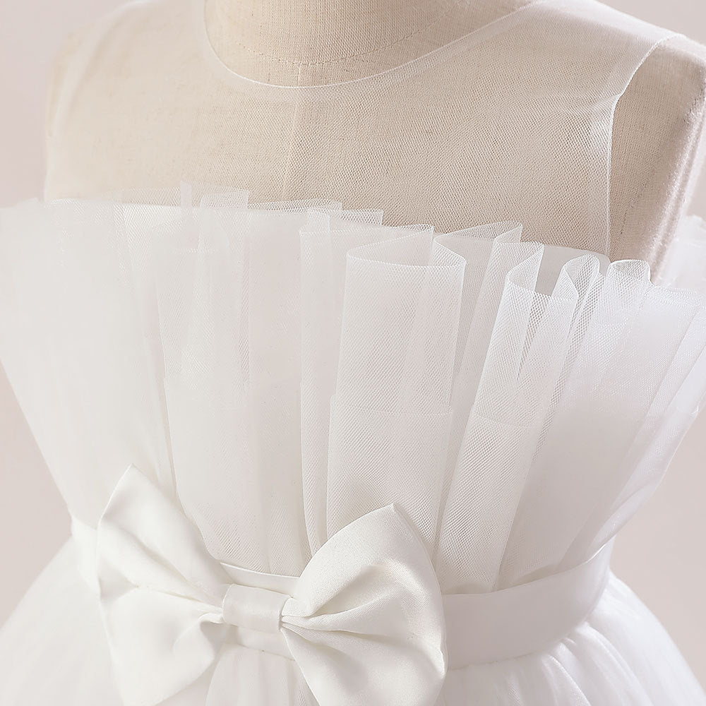 Sweetheart Neck Tulle Princess Dress for Girls with Bowknot | Maxi A-Line Gown