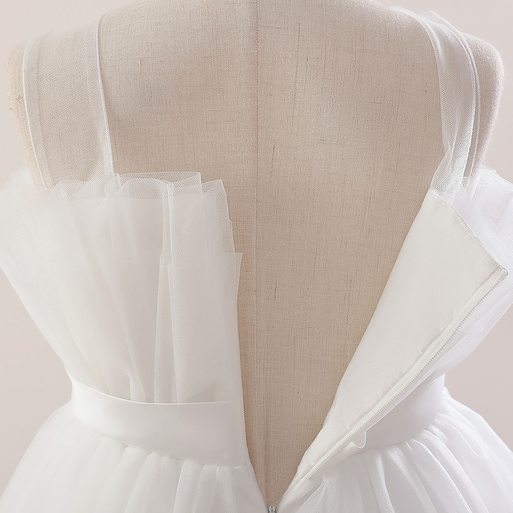 Sweetheart Neck Tulle Princess Dress for Girls with Bowknot | Maxi A-Line Gown