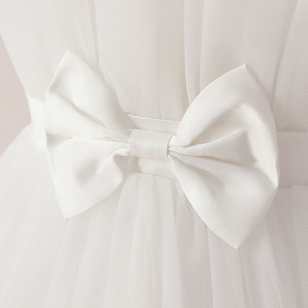 Sweetheart Neck Tulle Princess Dress for Girls with Bowknot | Maxi A-Line Gown