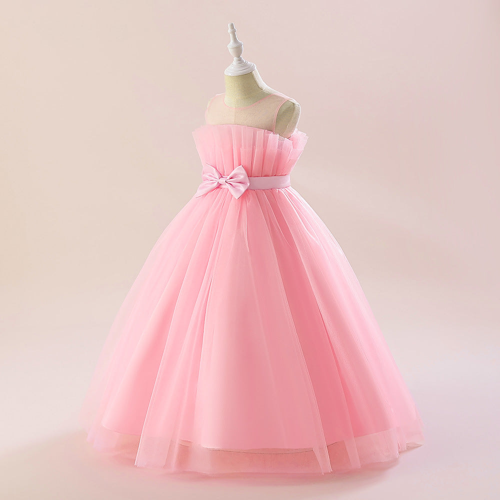 Sweetheart Neck Tulle Princess Dress for Girls with Bowknot | Maxi A-Line Gown