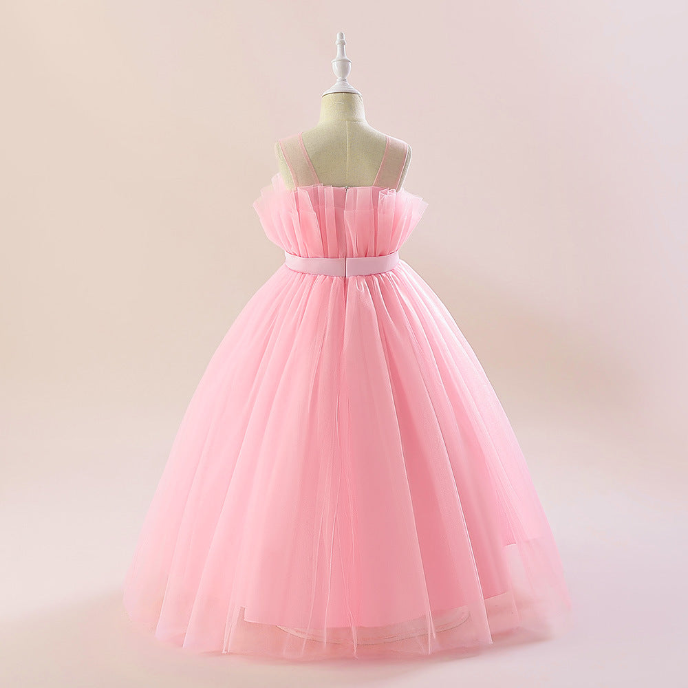 Sweetheart Neck Tulle Princess Dress for Girls with Bowknot | Maxi A-Line Gown