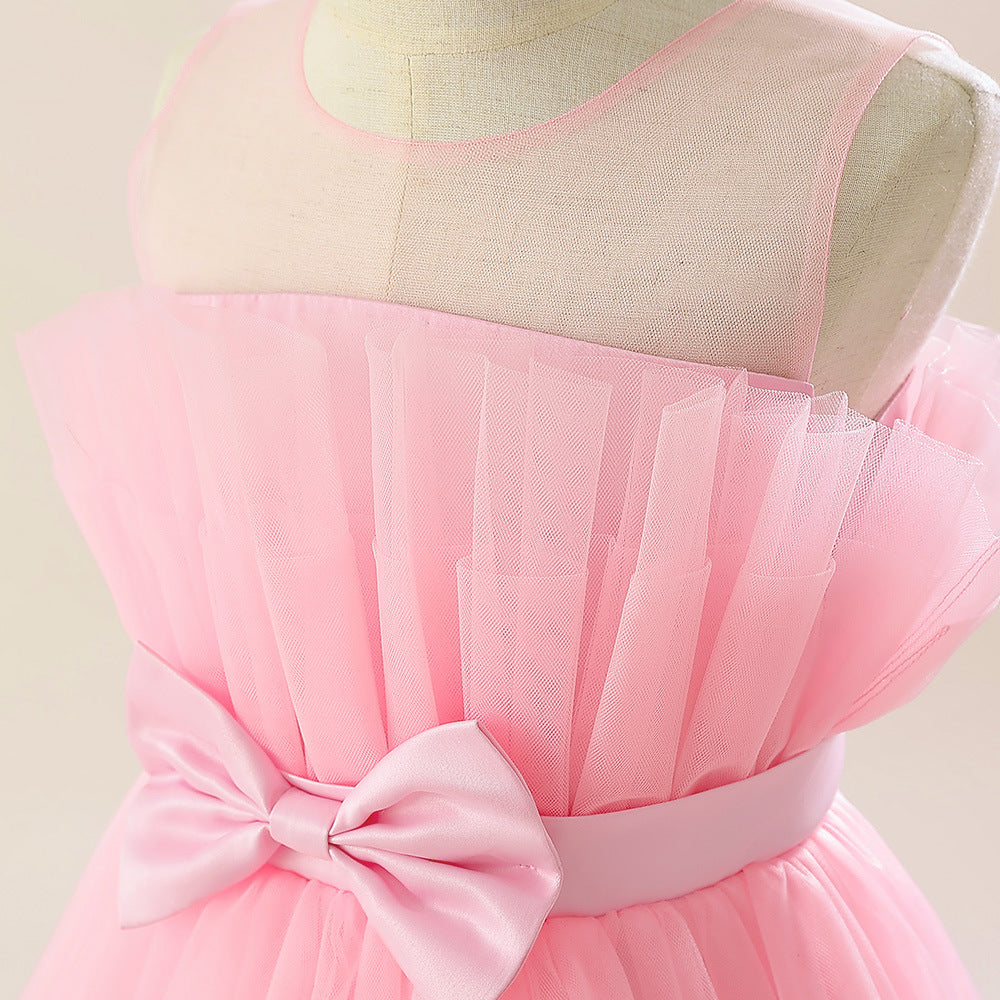 Sweetheart Neck Tulle Princess Dress for Girls with Bowknot | Maxi A-Line Gown