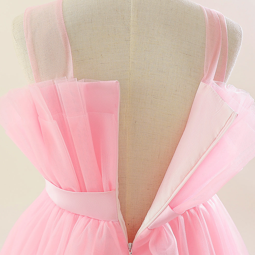 Sweetheart Neck Tulle Princess Dress for Girls with Bowknot | Maxi A-Line Gown