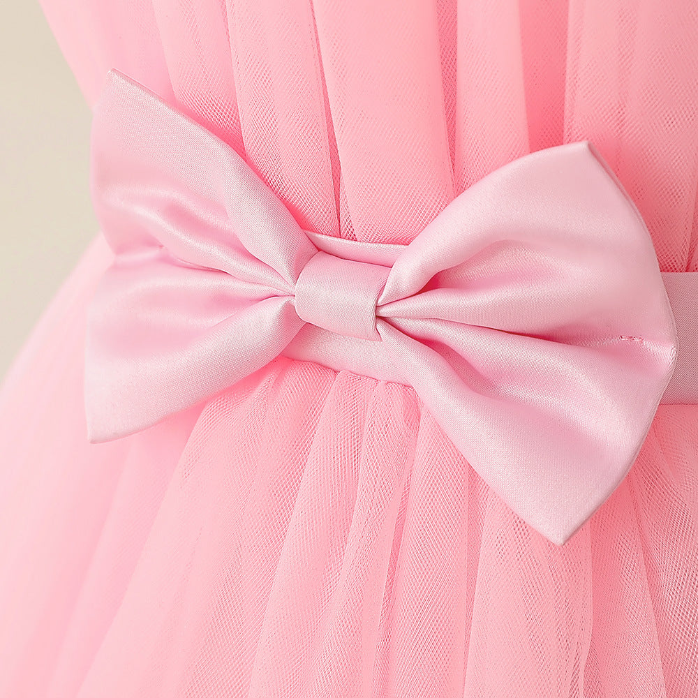 Sweetheart Neck Tulle Princess Dress for Girls with Bowknot | Maxi A-Line Gown