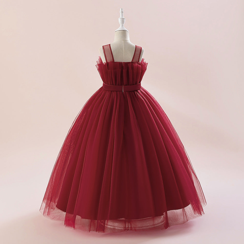 Sweetheart Neck Tulle Princess Dress for Girls with Bowknot | Maxi A-Line Gown