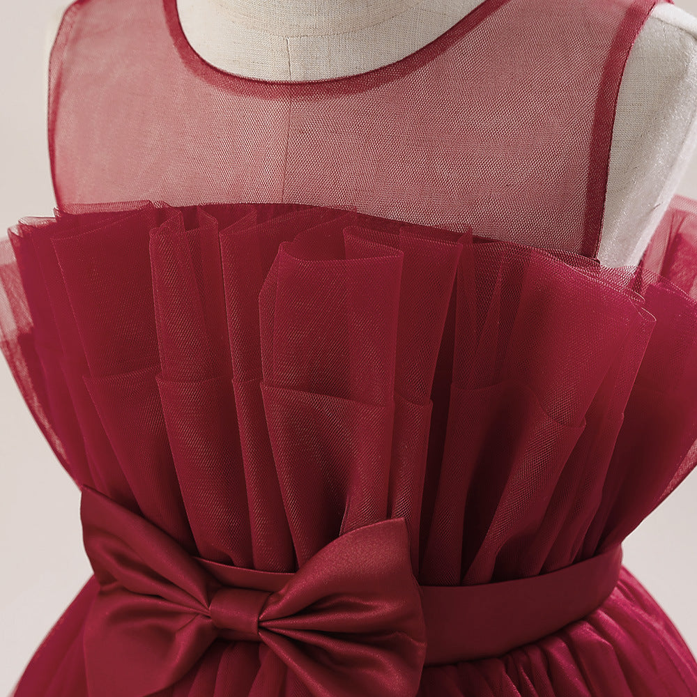 Sweetheart Neck Tulle Princess Dress for Girls with Bowknot | Maxi A-Line Gown