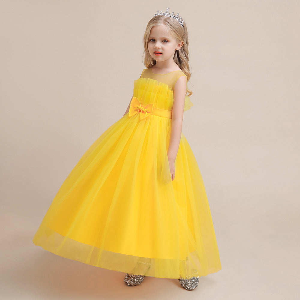 Sweetheart Neck Tulle Princess Dress for Girls with Bowknot | Maxi A-Line Gown