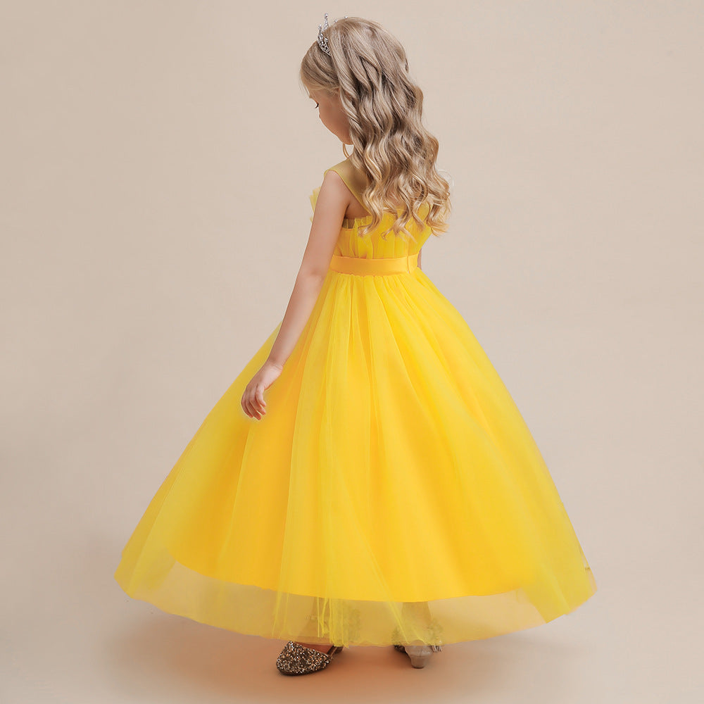 Sweetheart Neck Tulle Princess Dress for Girls with Bowknot | Maxi A-Line Gown