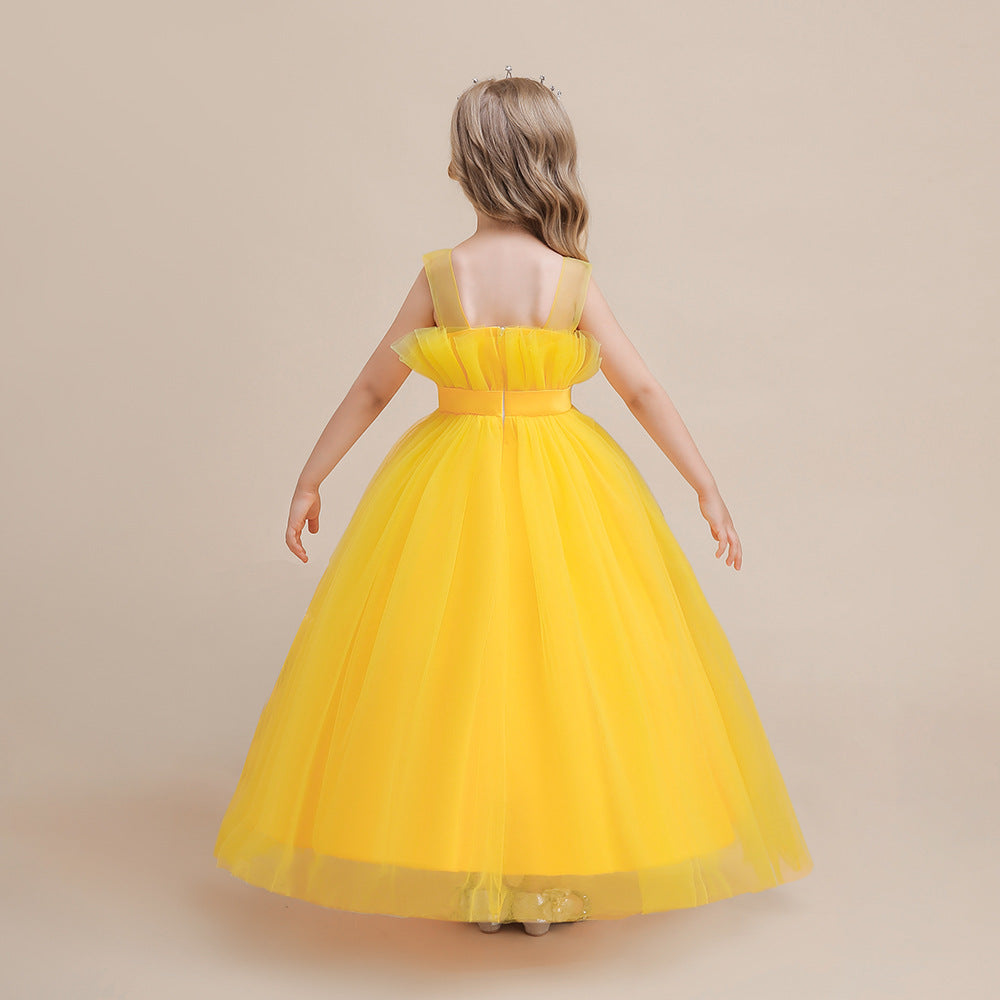 Sweetheart Neck Tulle Princess Dress for Girls with Bowknot | Maxi A-Line Gown