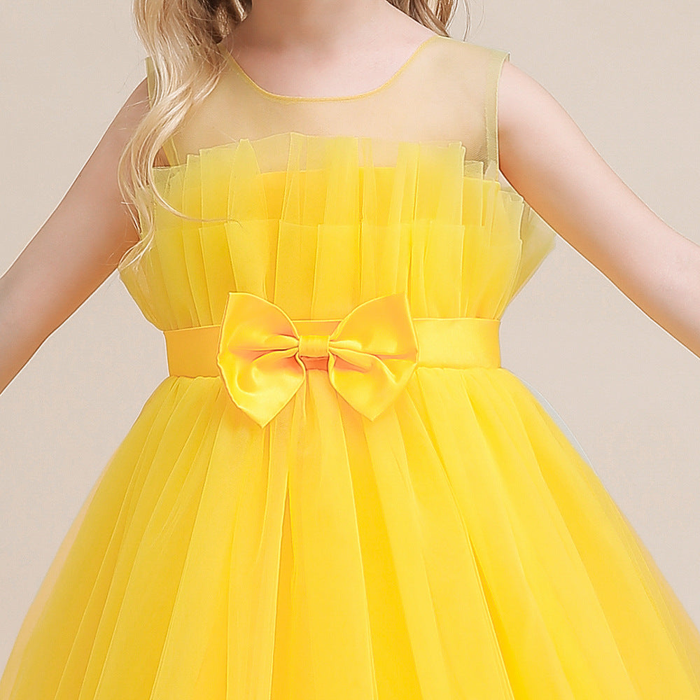 Sweetheart Neck Tulle Princess Dress for Girls with Bowknot | Maxi A-Line Gown