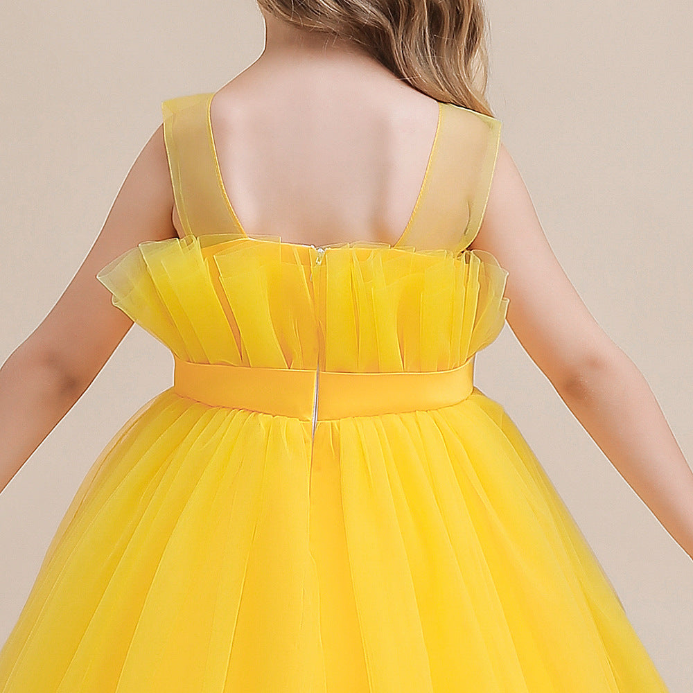 Sweetheart Neck Tulle Princess Dress for Girls with Bowknot | Maxi A-Line Gown
